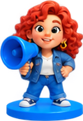 A fictional character with a blue megaphone